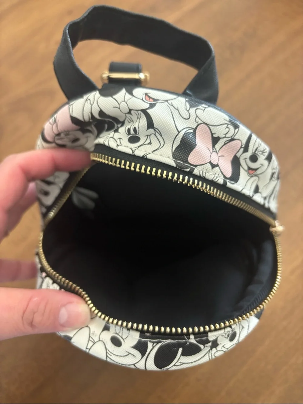 Disney Minnie Mouse Allover Print Mini Backpack - Pink, Black & White